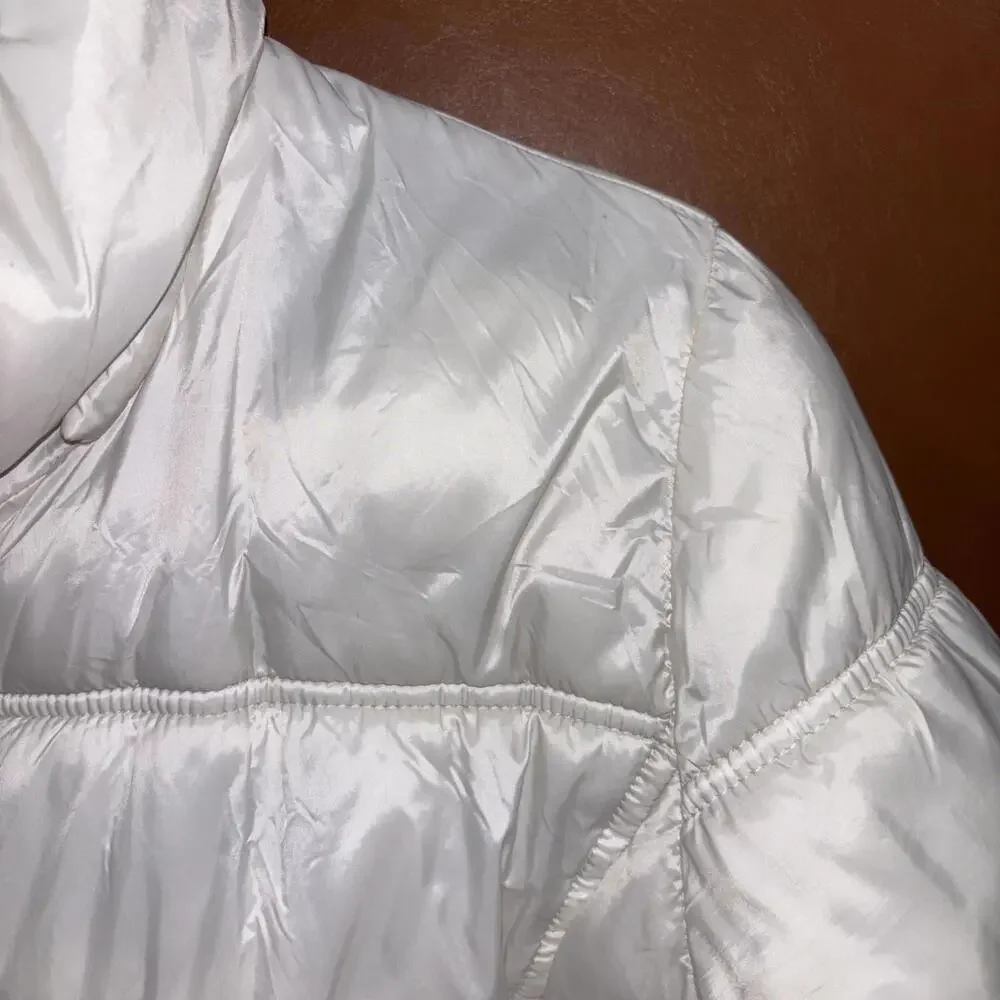 Laundry by Shelli Segal Puffer Down Jacket Womens Medium White Casual Full Zip - Picture 4 of 13